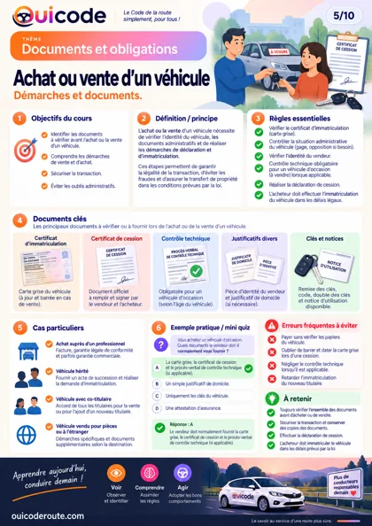 Aperçu de la fiche Achat ou vente d’un véhicule