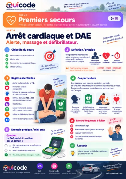 Aperçu de la fiche Arrêt cardiaque et DAE