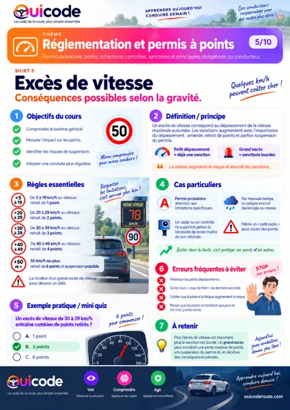 Aperçu de la fiche Excès de vitesse