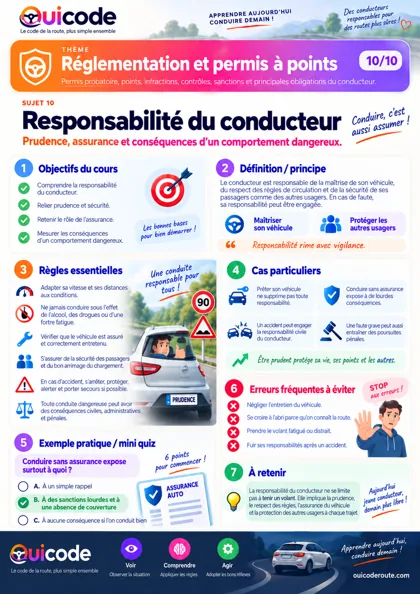 Aperçu de la fiche Responsabilité du conducteur